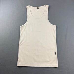 ASRV Tank Top Men's L Cream Creora Ribbed Workout Gym Stretch Running Training